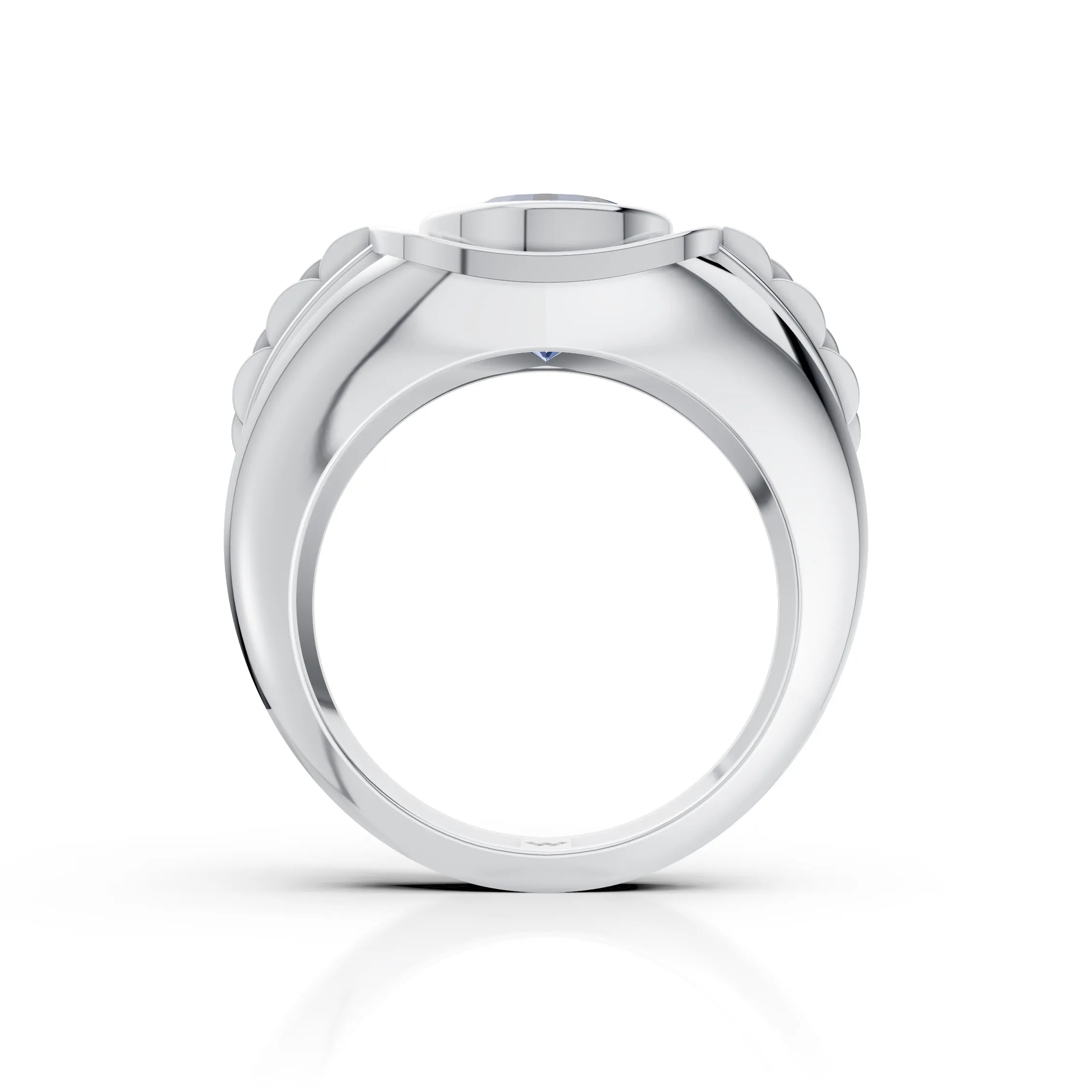 Silver Ring with Blue CZ Diamond