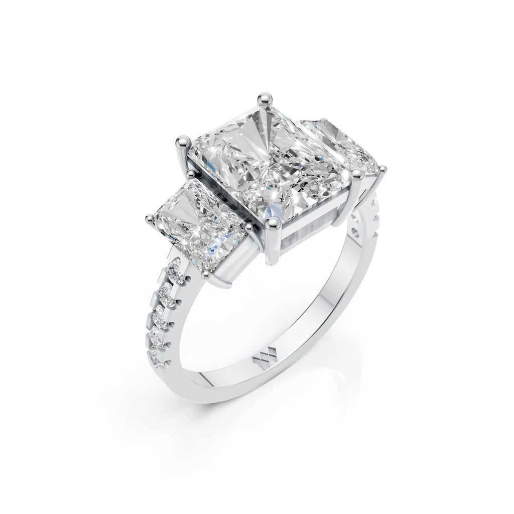 Radiant Cut Three Stone Diamond Ring