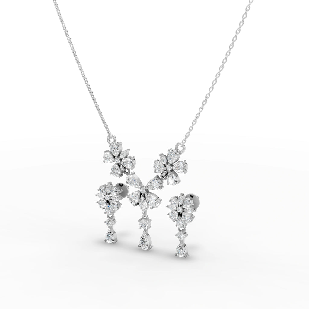 Floral Pear Drop Diamond Necklace
