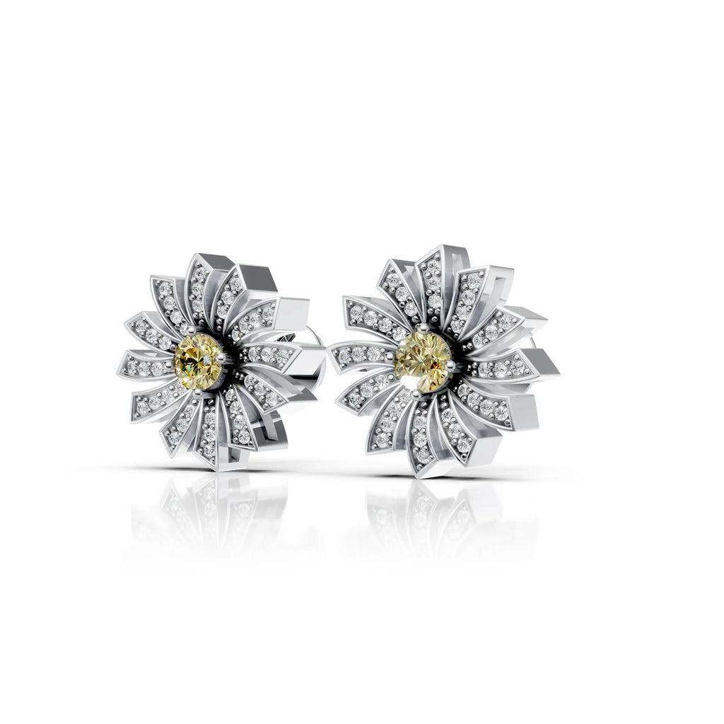 Sunflower Yellow Diamond Earring