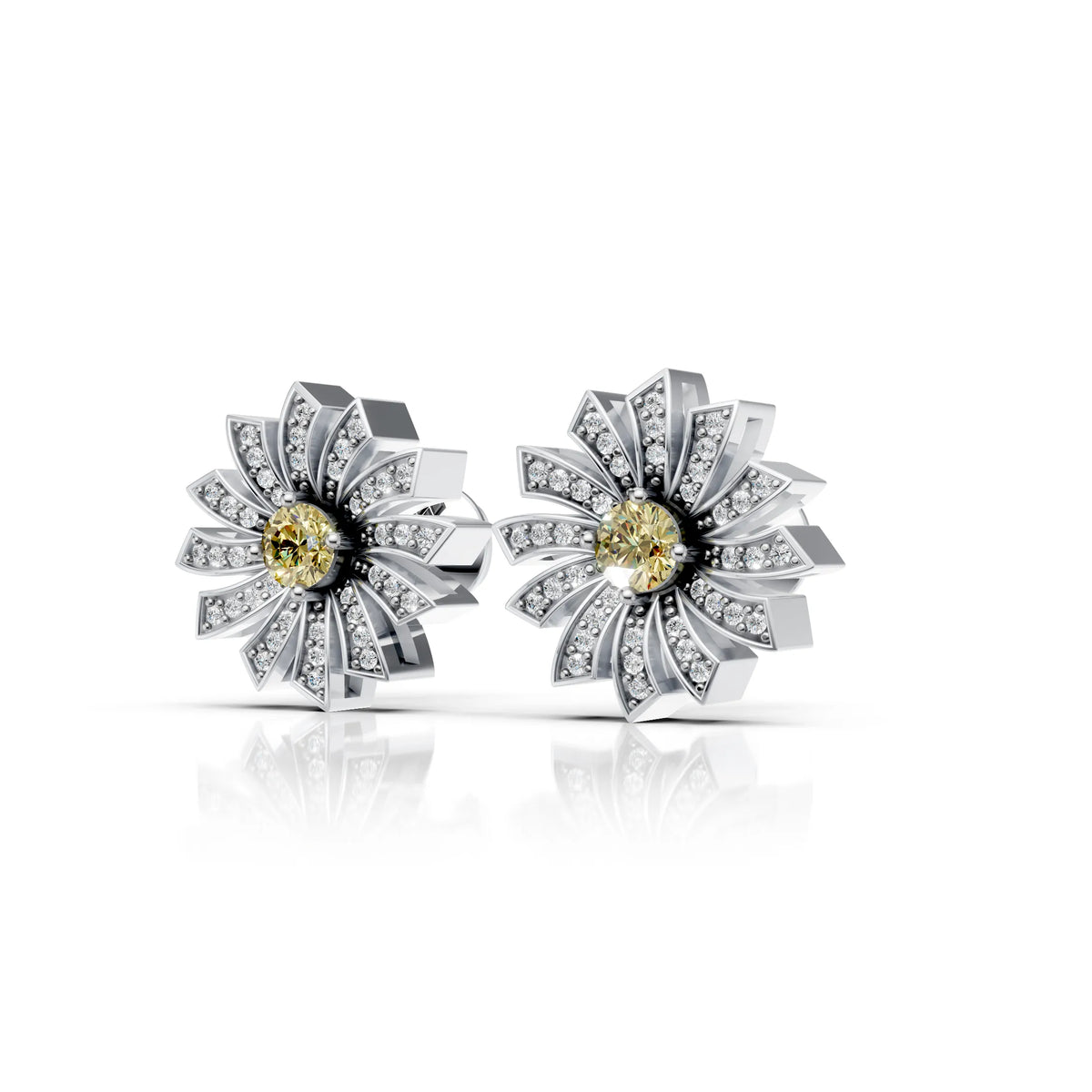 Sunflower Yellow Diamond Earring