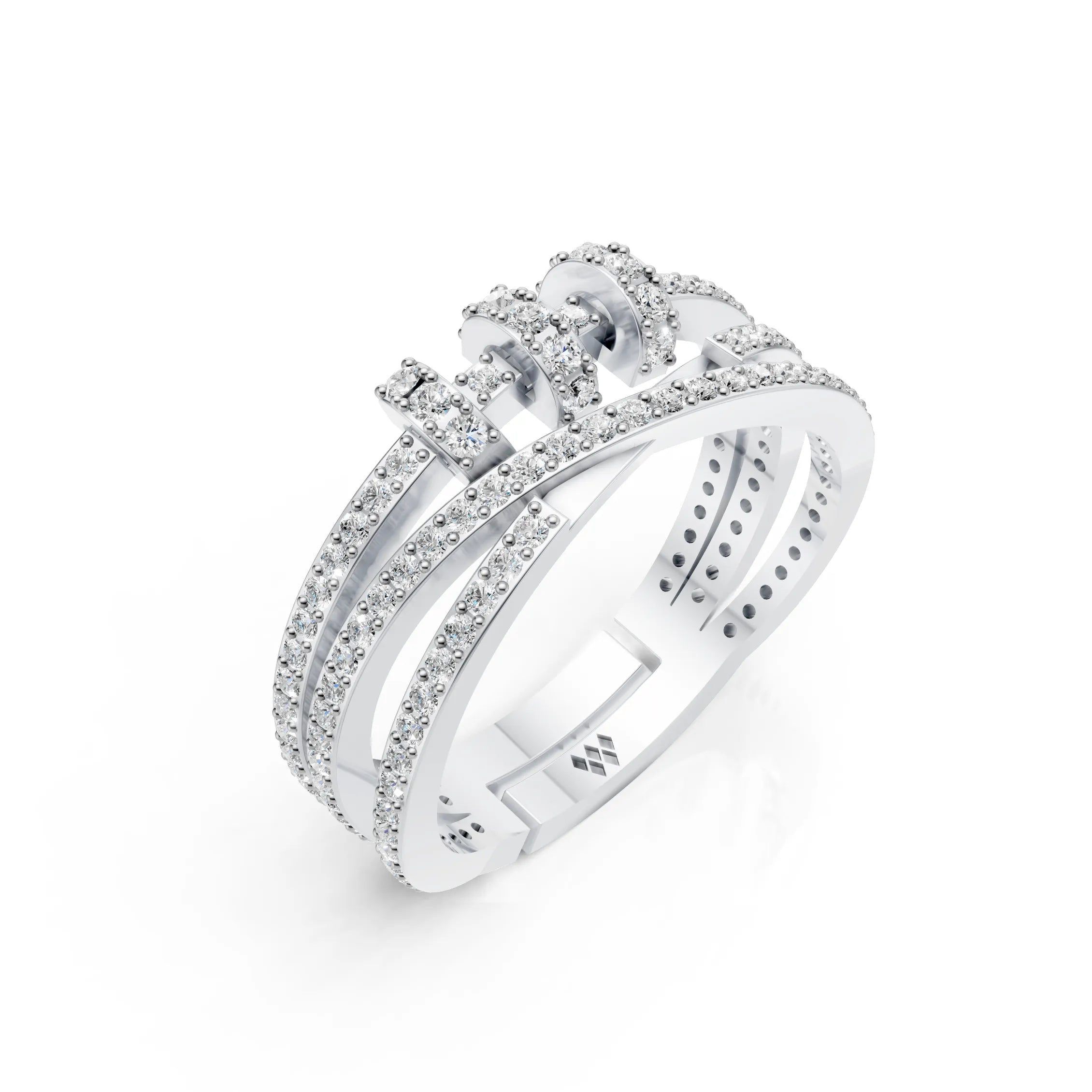 Criss Cross Multi Row Diamond Ring