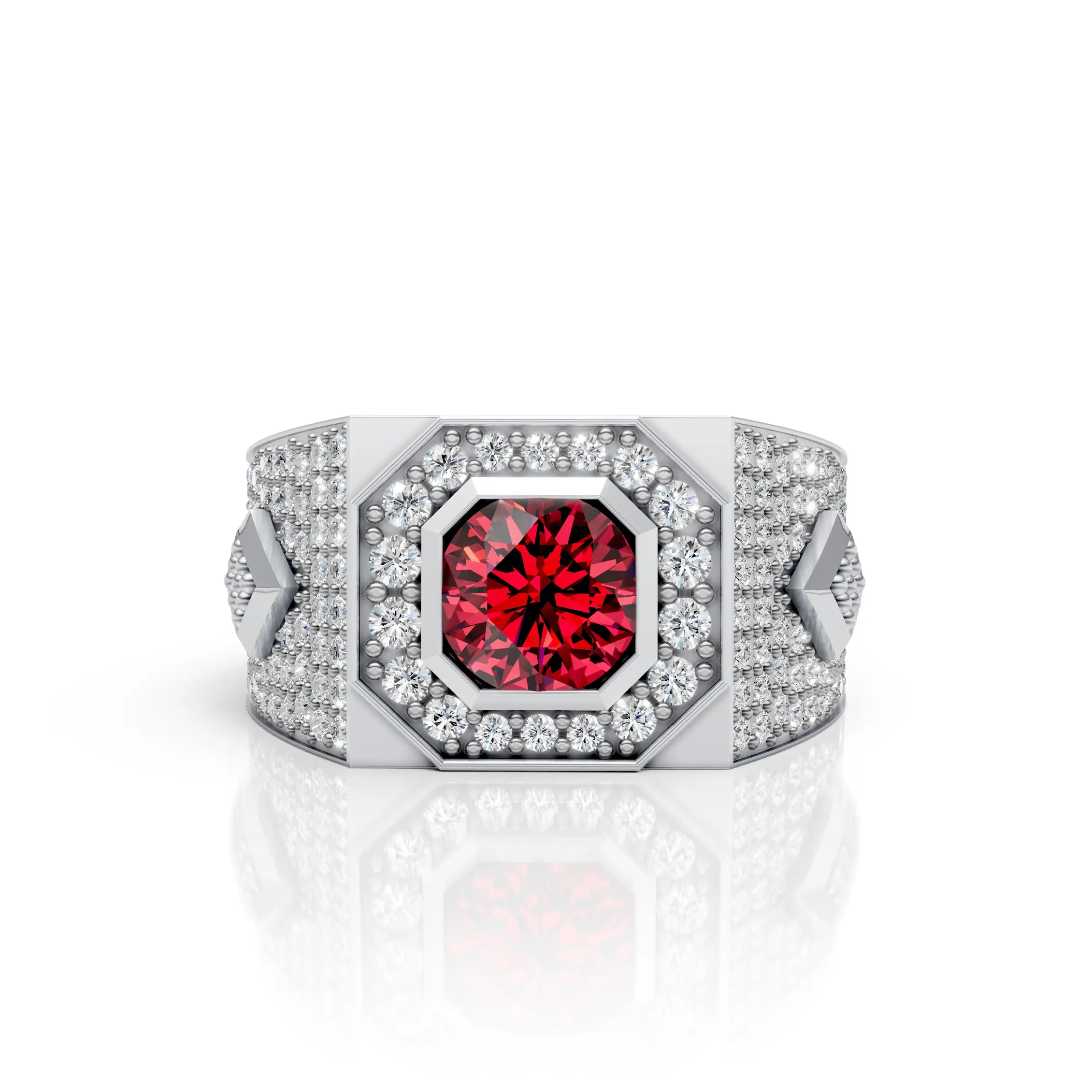 Brilliance with Blood-Red Center Stone Ring