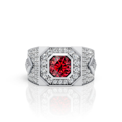 Brilliance with Blood-Red Center Stone Ring
