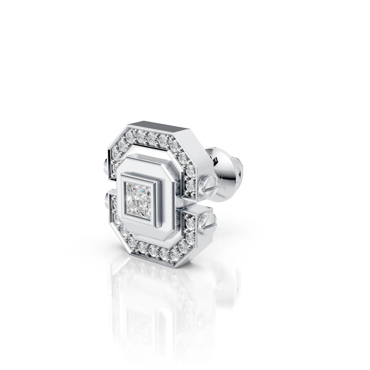Princess Cut Geometric Diamond Stud (1 PC)