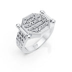 Traditional Sanskrit Mantra Engraved Octagonal Men's Statement Ring