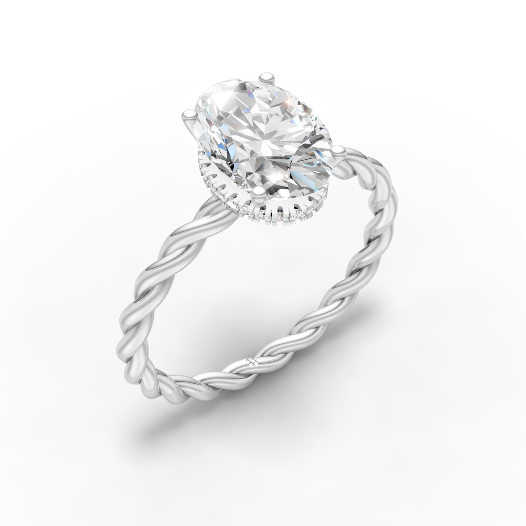 Twisted Oval Solitaire Ring