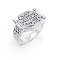 Traditional Sanskrit Mantra Engraved Octagonal Men's Statement Ring