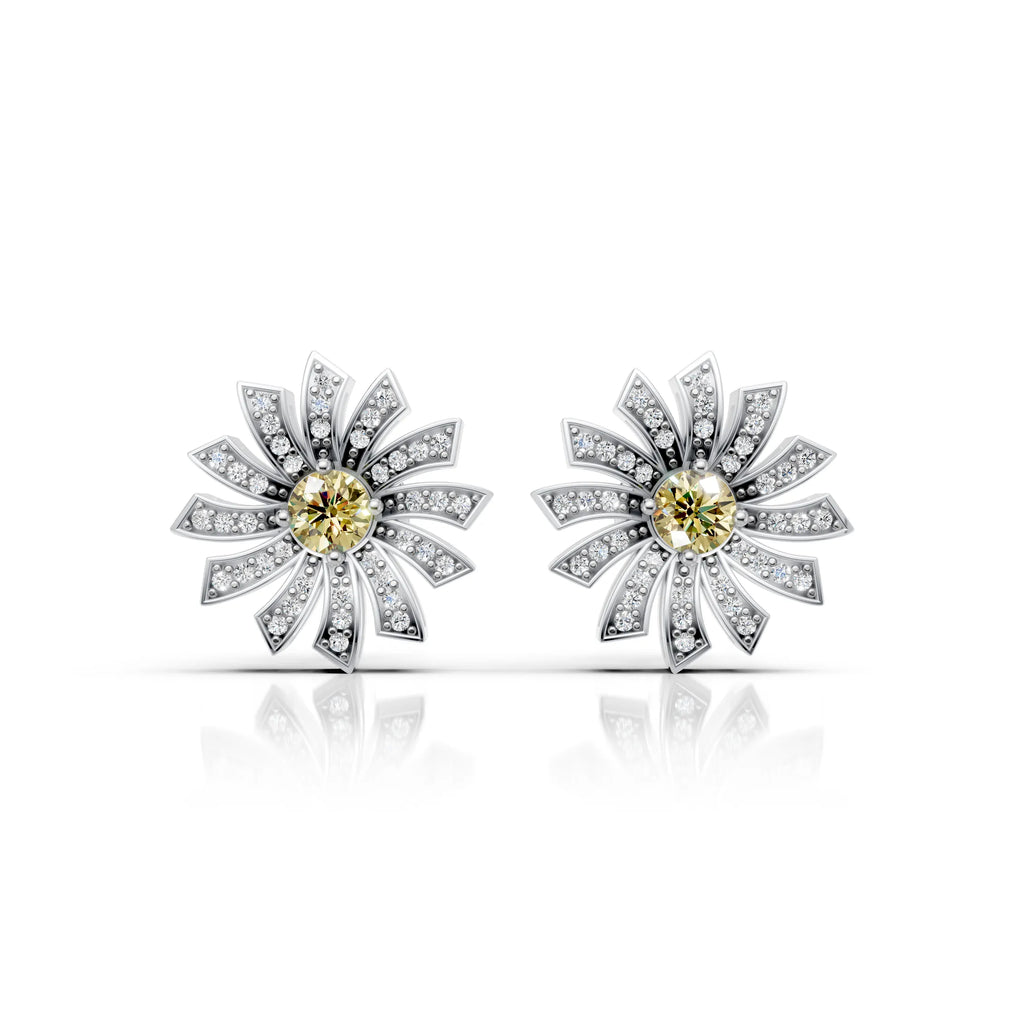 Sunflower Yellow Diamond Earring