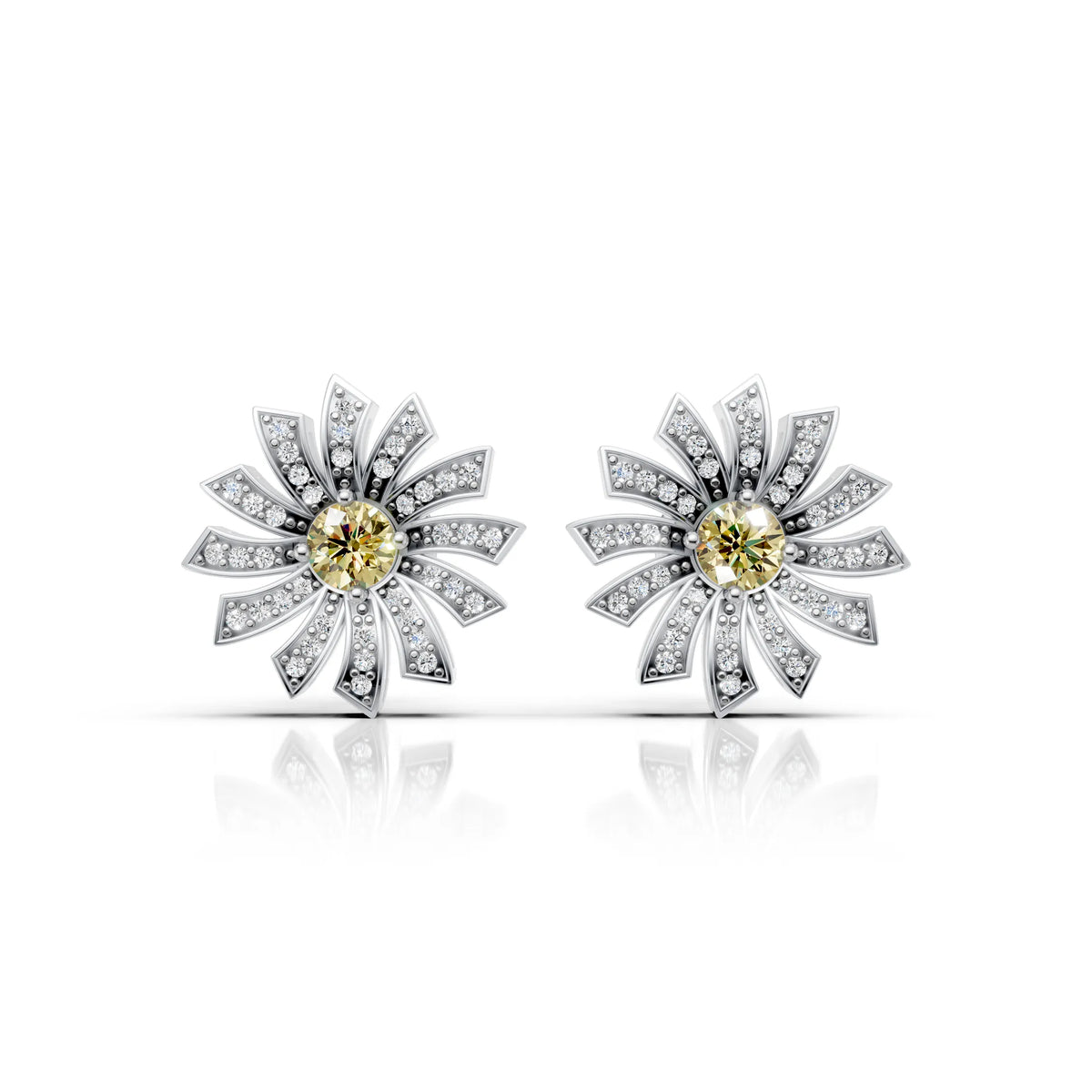 Sunflower Yellow Diamond Earring