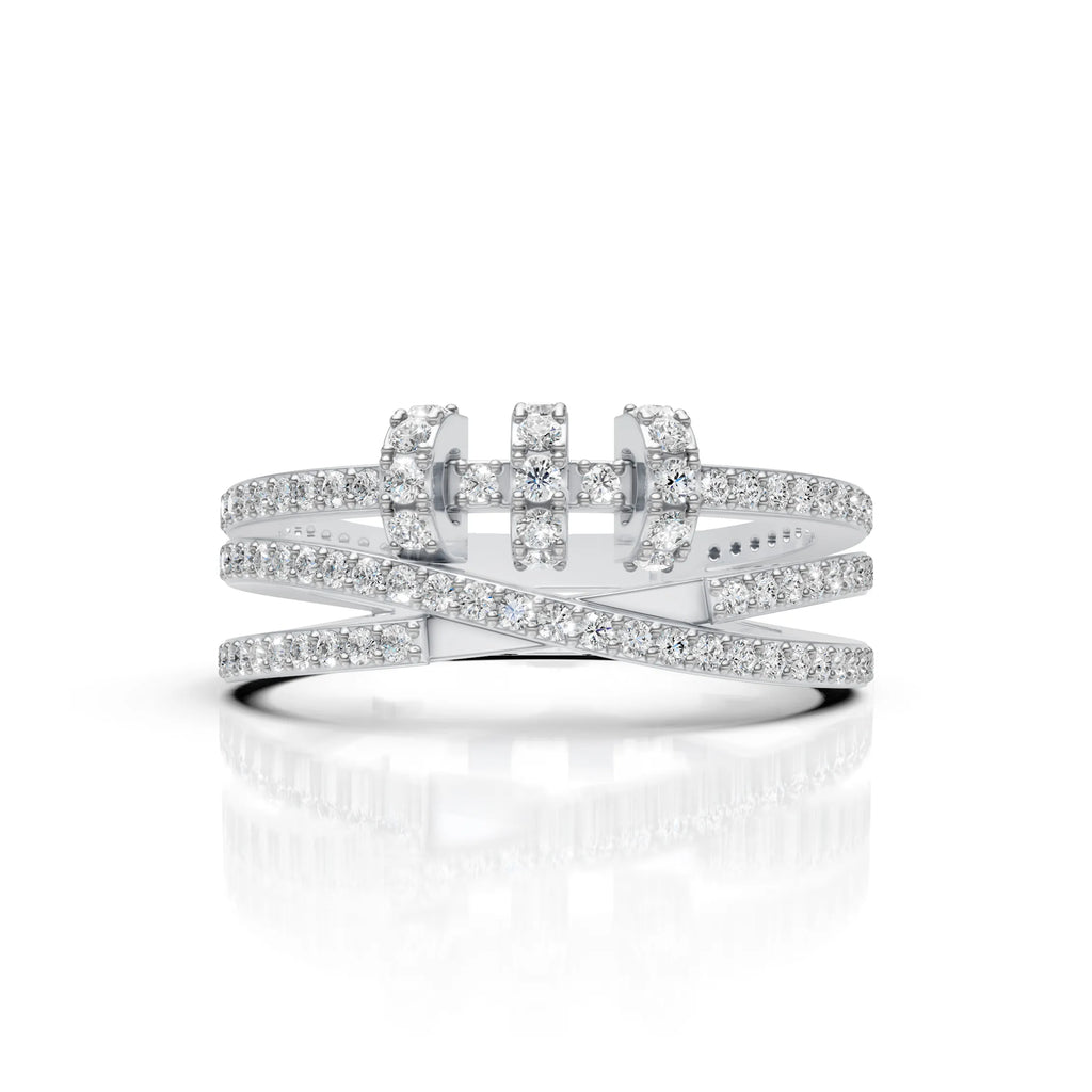 Criss Cross Multi Row Diamond Ring