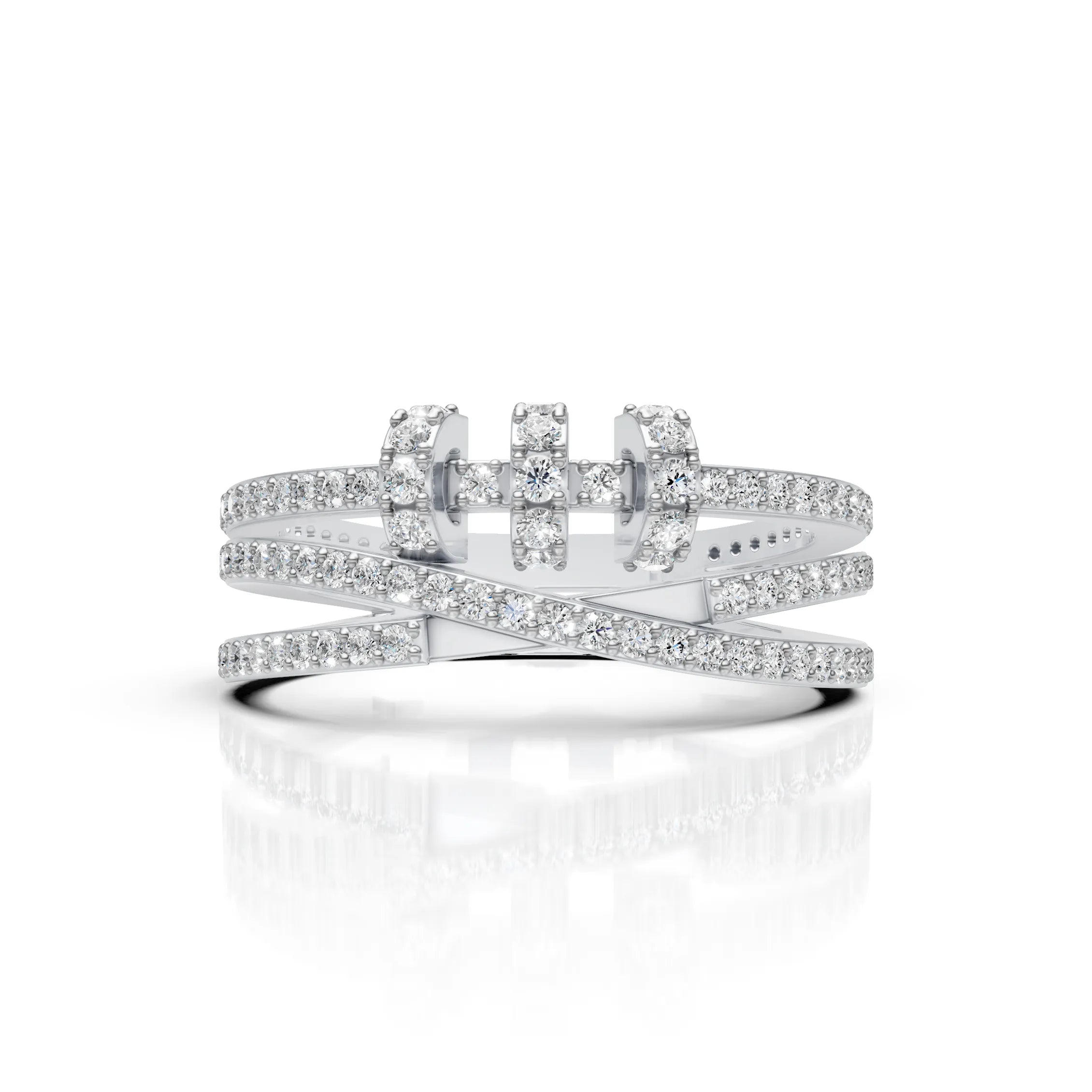 Criss Cross Multi Row Diamond Ring