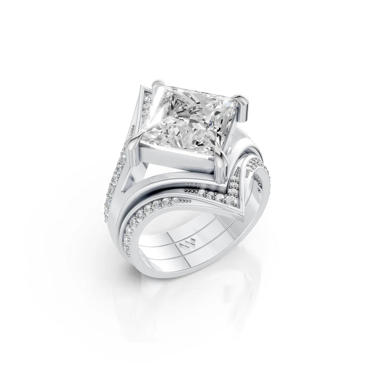 Royal Princess Cut Diamond Ring Set