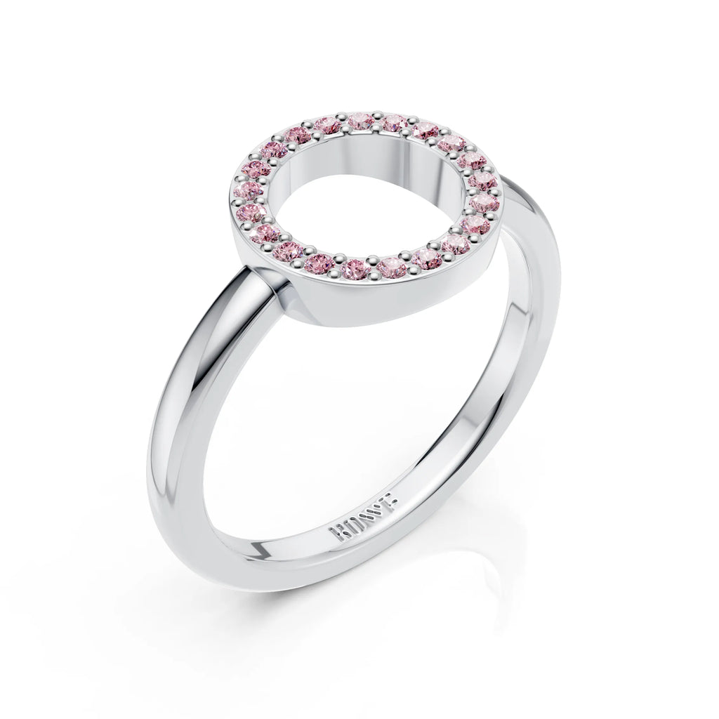 Pink Diamond Circle Halo Ring