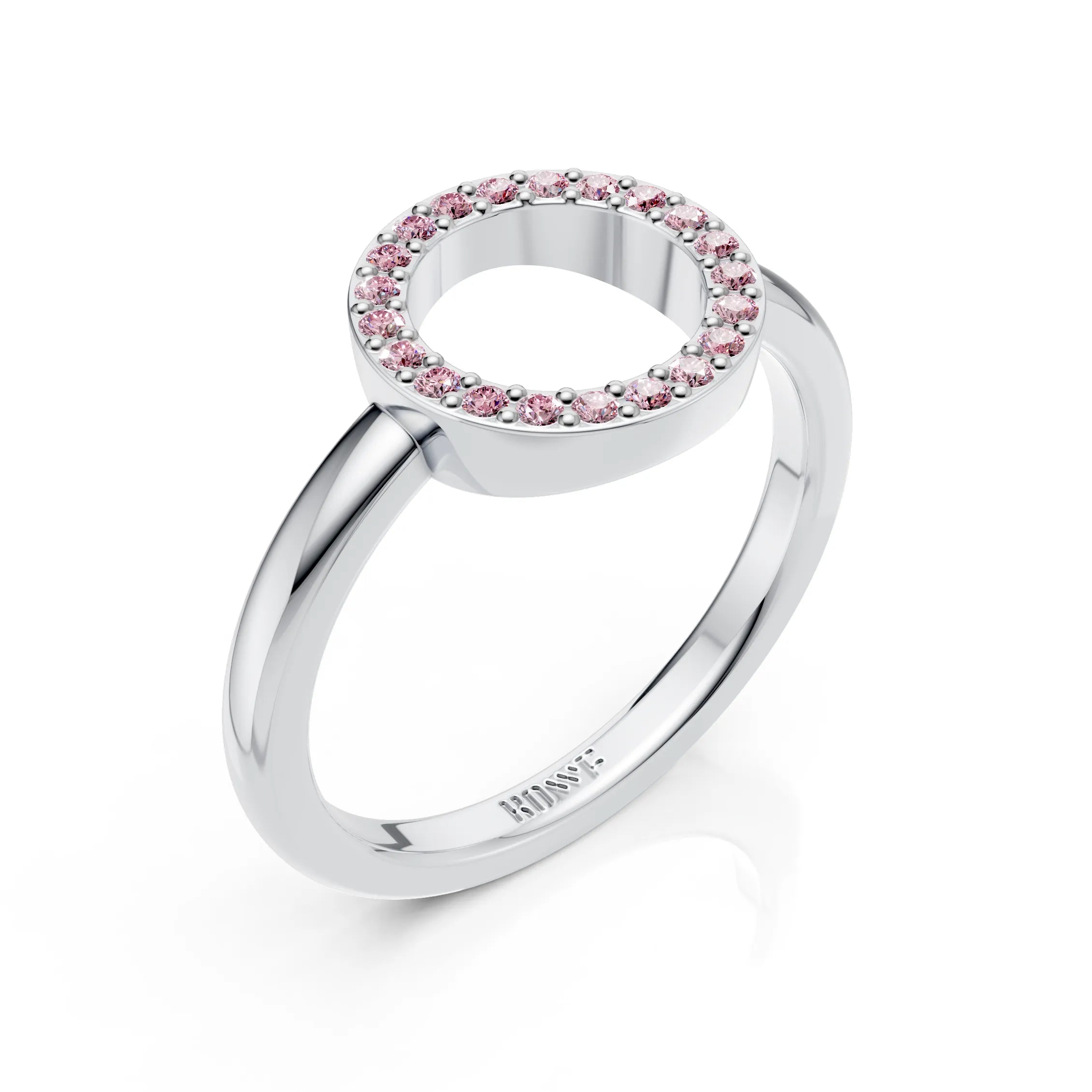 Pink Diamond Circle Halo Ring