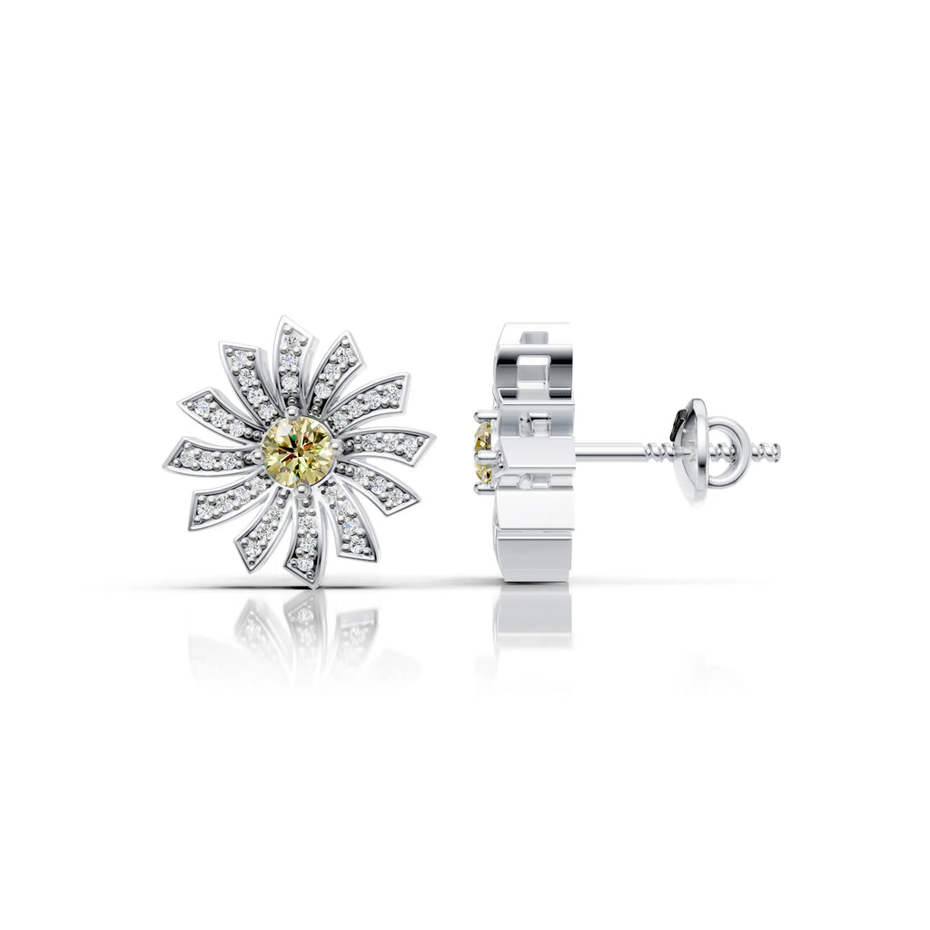 Sunflower Yellow Diamond Earring