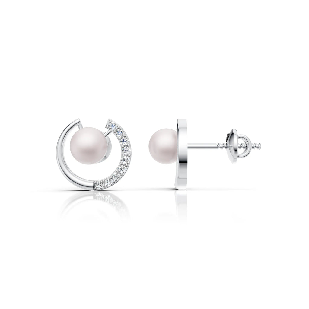 Pearl Swirl Diamond Earring