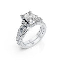 Radiant Cut Diamond Bridal Ring Set with Double Diamond Bands