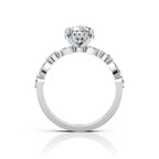 Elegant Oval Cut Moissanite Ring with Marquise &amp; Round Side Stones