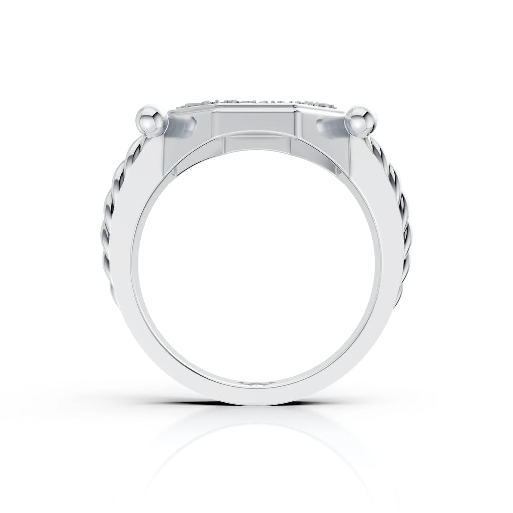 Traditional Sanskrit Mantra Engraved Octagonal Men's Statement Ring