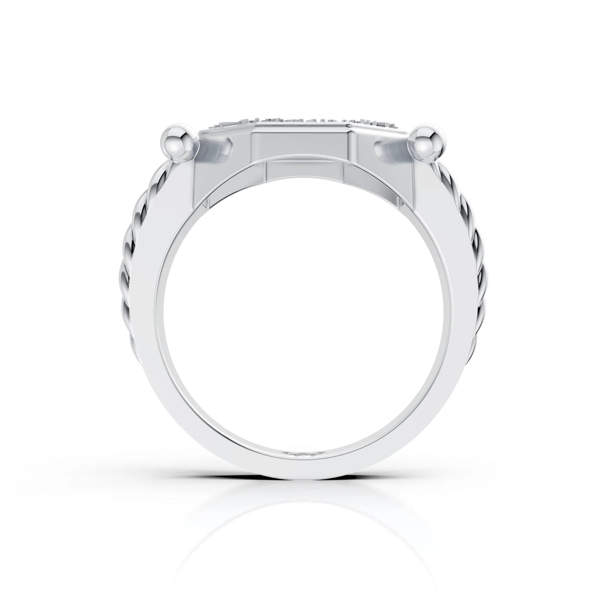 Traditional Sanskrit Mantra Engraved Octagonal Men's Statement Ring