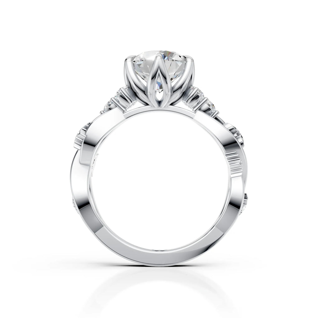 Diamond Solitaire Floral Vine Ring