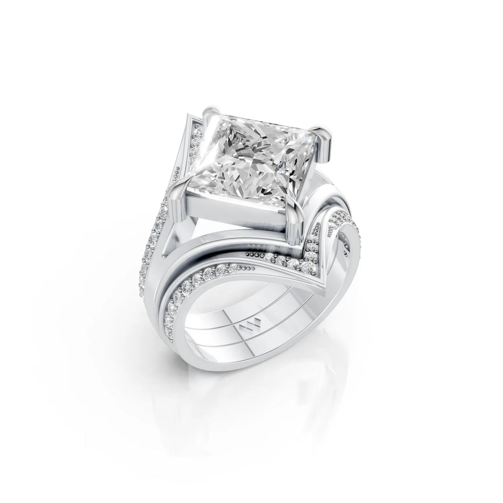 Royal Princess Cut Diamond Ring Set