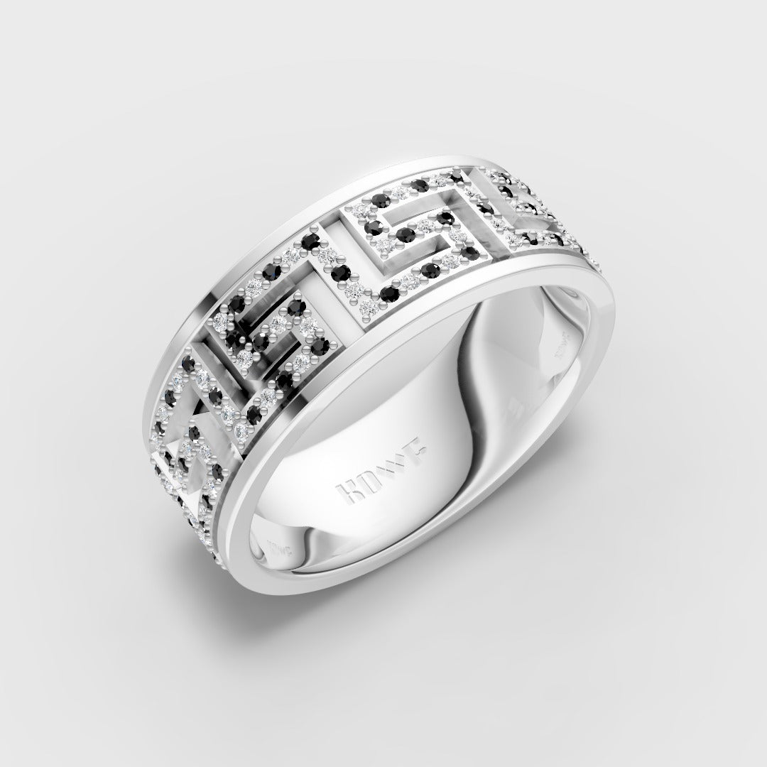 Iced Geometric Pattern Band Ring