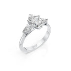 Oval Cut Diamond Three Stone Engagement Ring with Pear Side Diamonds