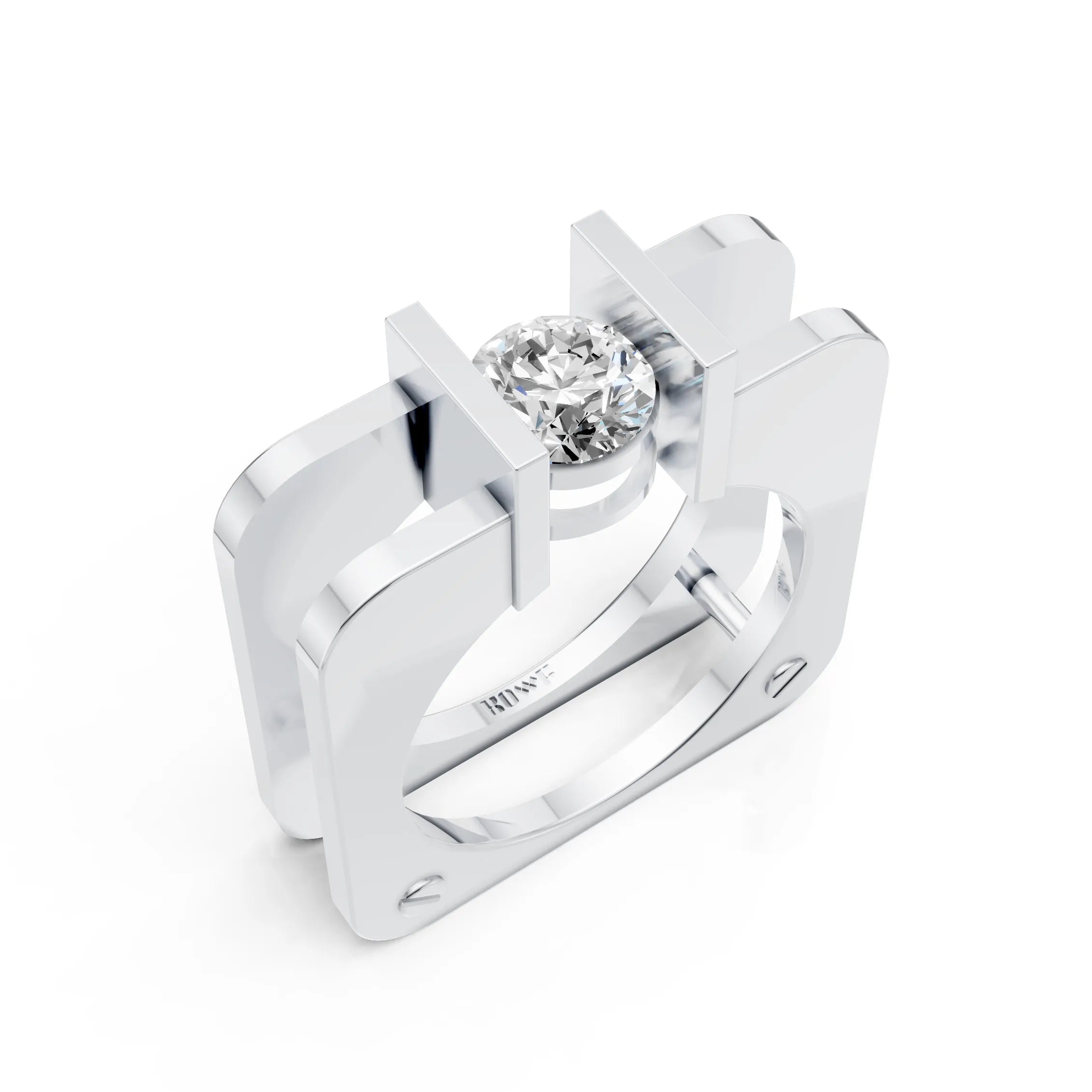 Modern Square Solitaire Ring