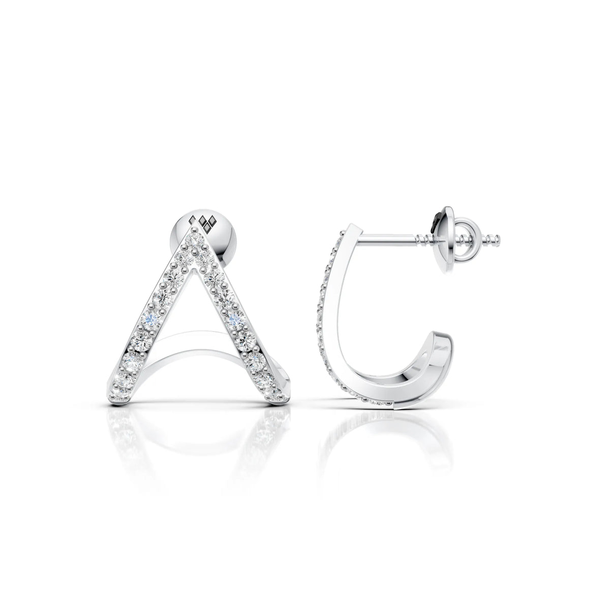 Triangle Diamond Open Hoop Earring