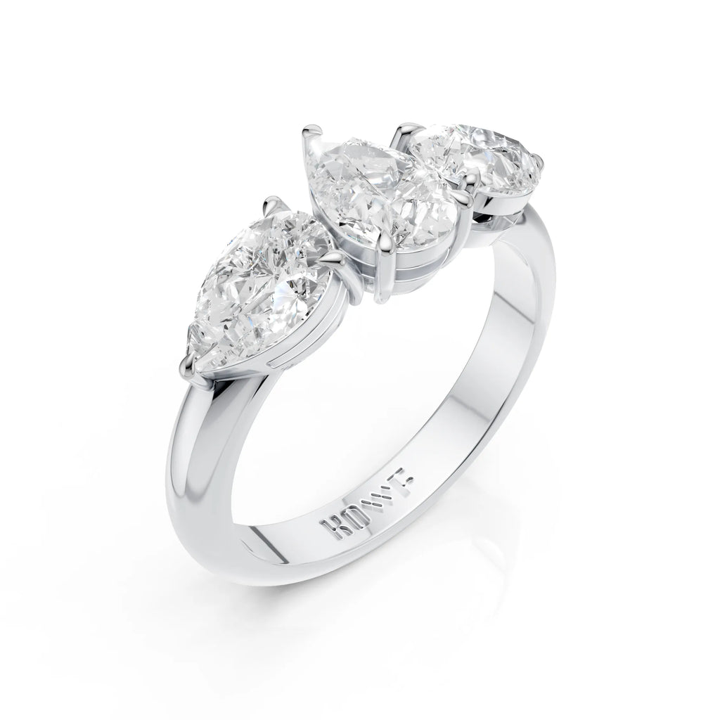 Classic Three Stone Pear Diamond Ring