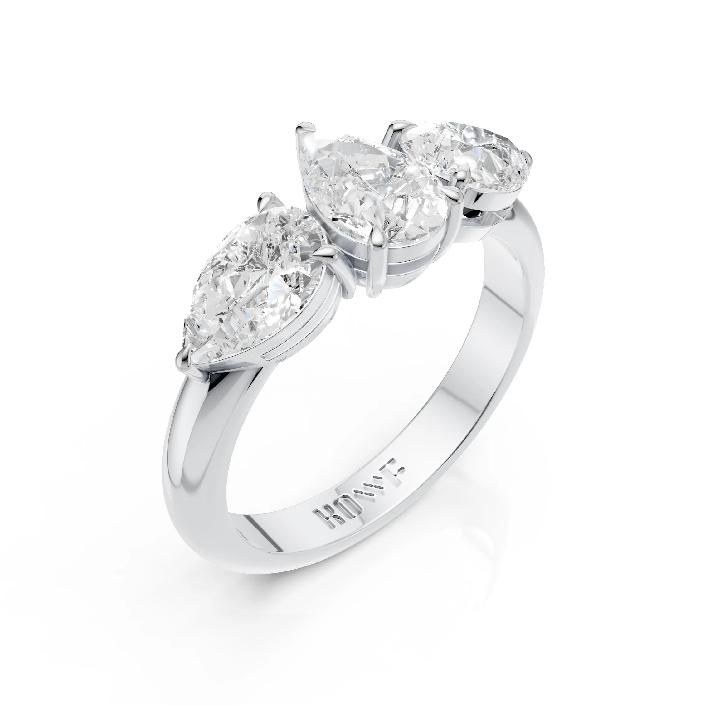 Classic Three Stone Pear Diamond Ring