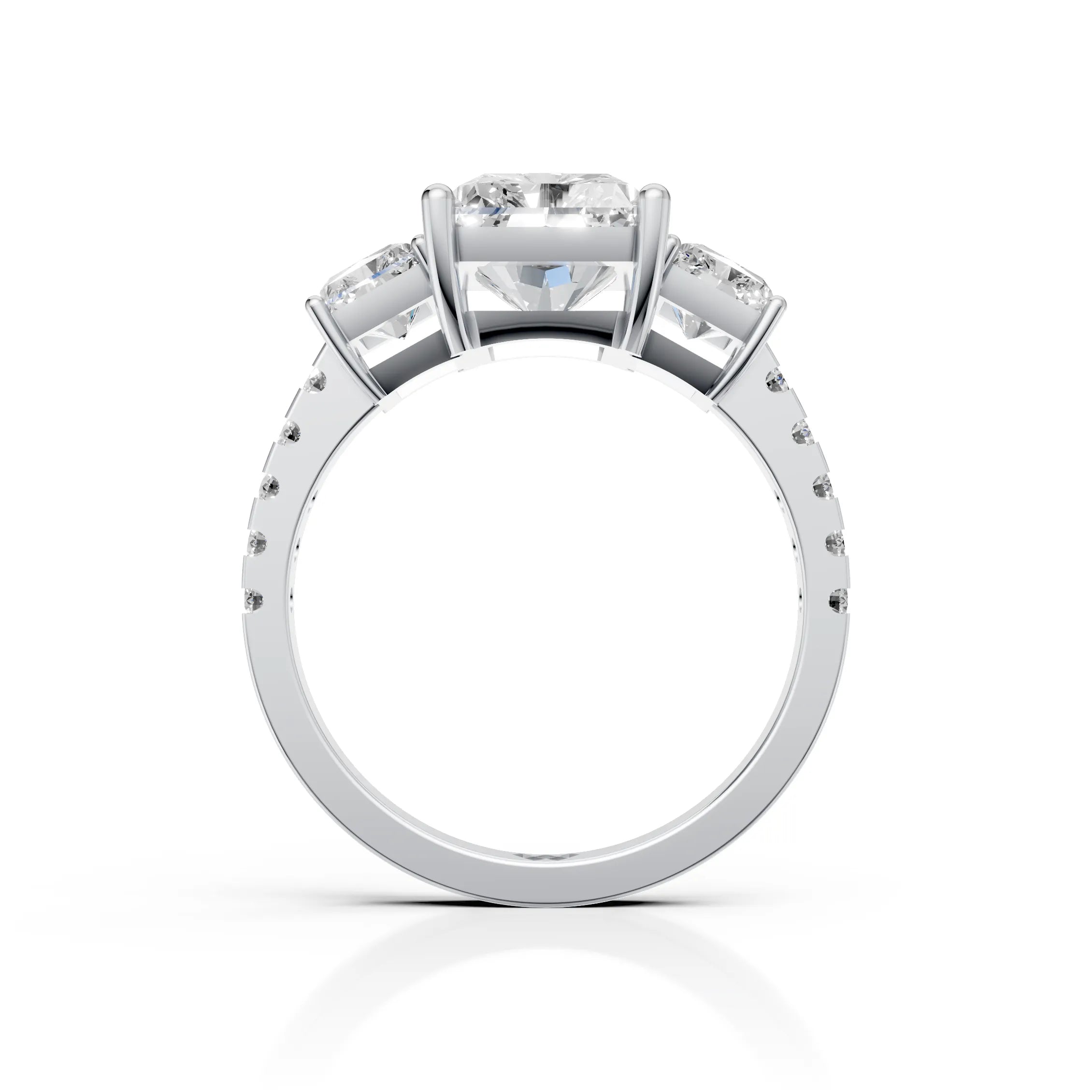 Radiant Cut Three Stone Diamond Ring