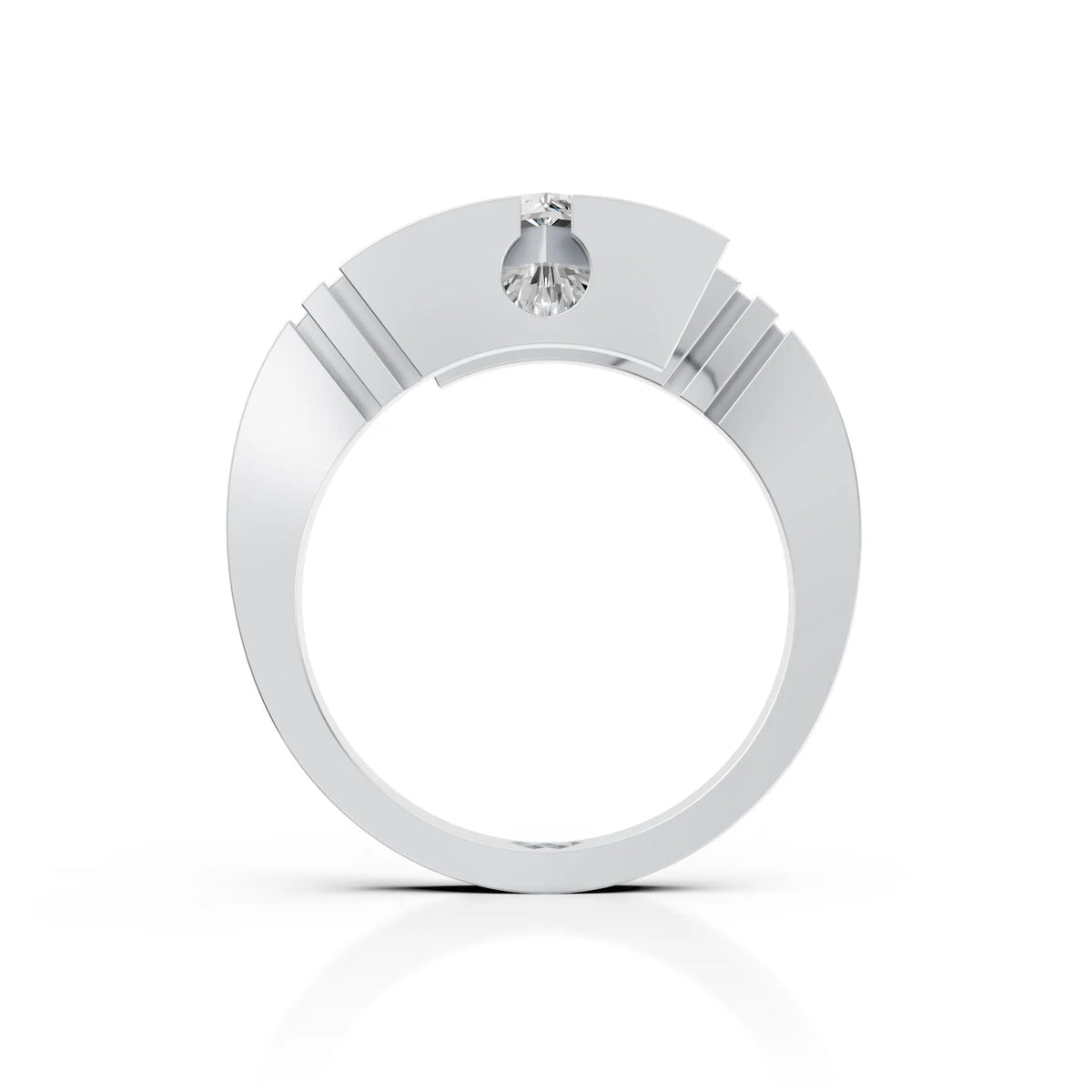 Modern Princess Cut Solitaire Ring with Open Split Band Design