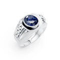 Silver Ring with Blue CZ Diamond