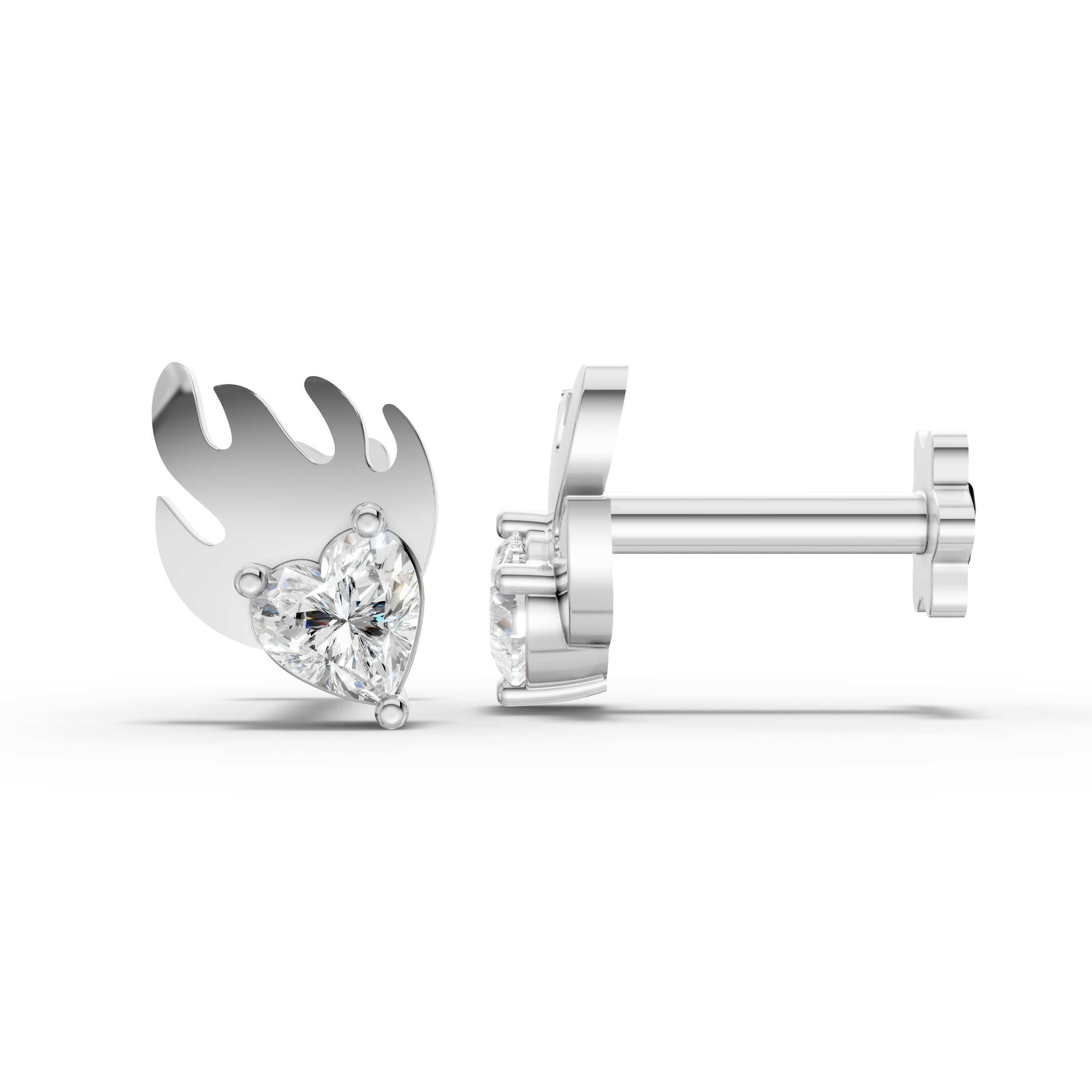 Flame Heart Earrings (1 Pair)