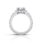 Radiant Cut Diamond Bridal Ring Set with Double Diamond Bands