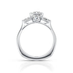 Oval Cut Diamond Three Stone Engagement Ring with Pear Side Diamonds
