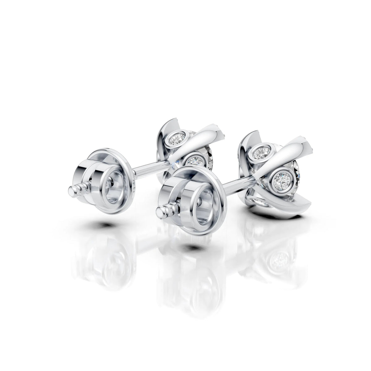 Solitaire Diamond Four Corner Earring