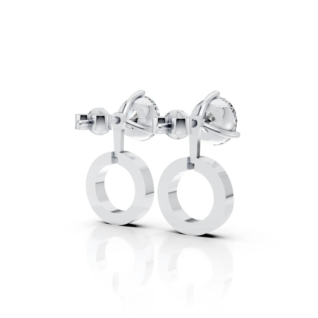Solitaire Circle Drop Earrings