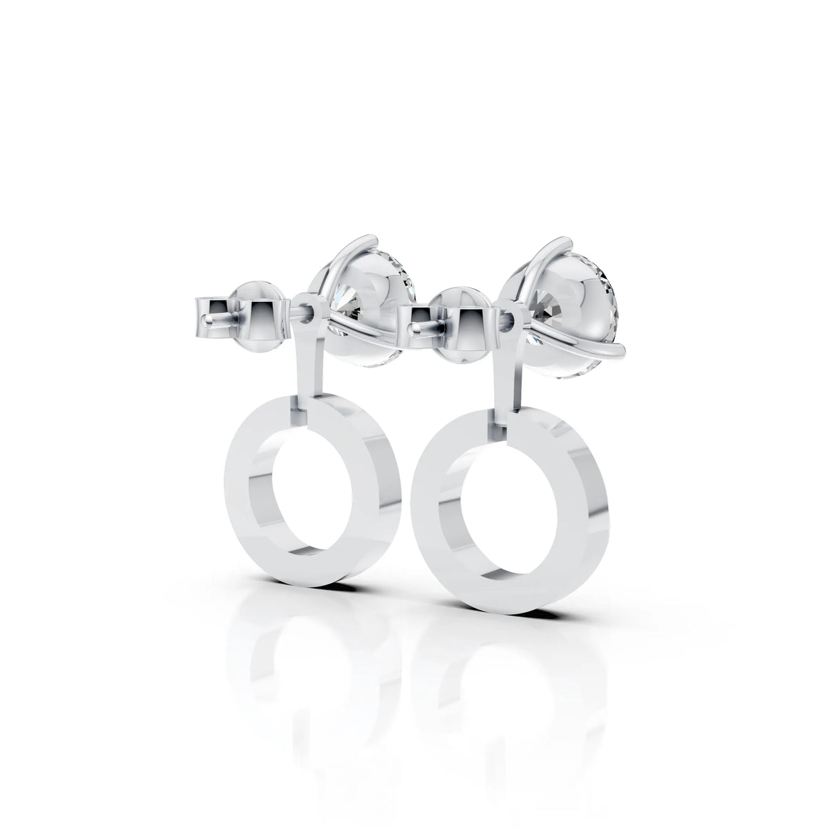 Solitaire Circle Drop Earrings
