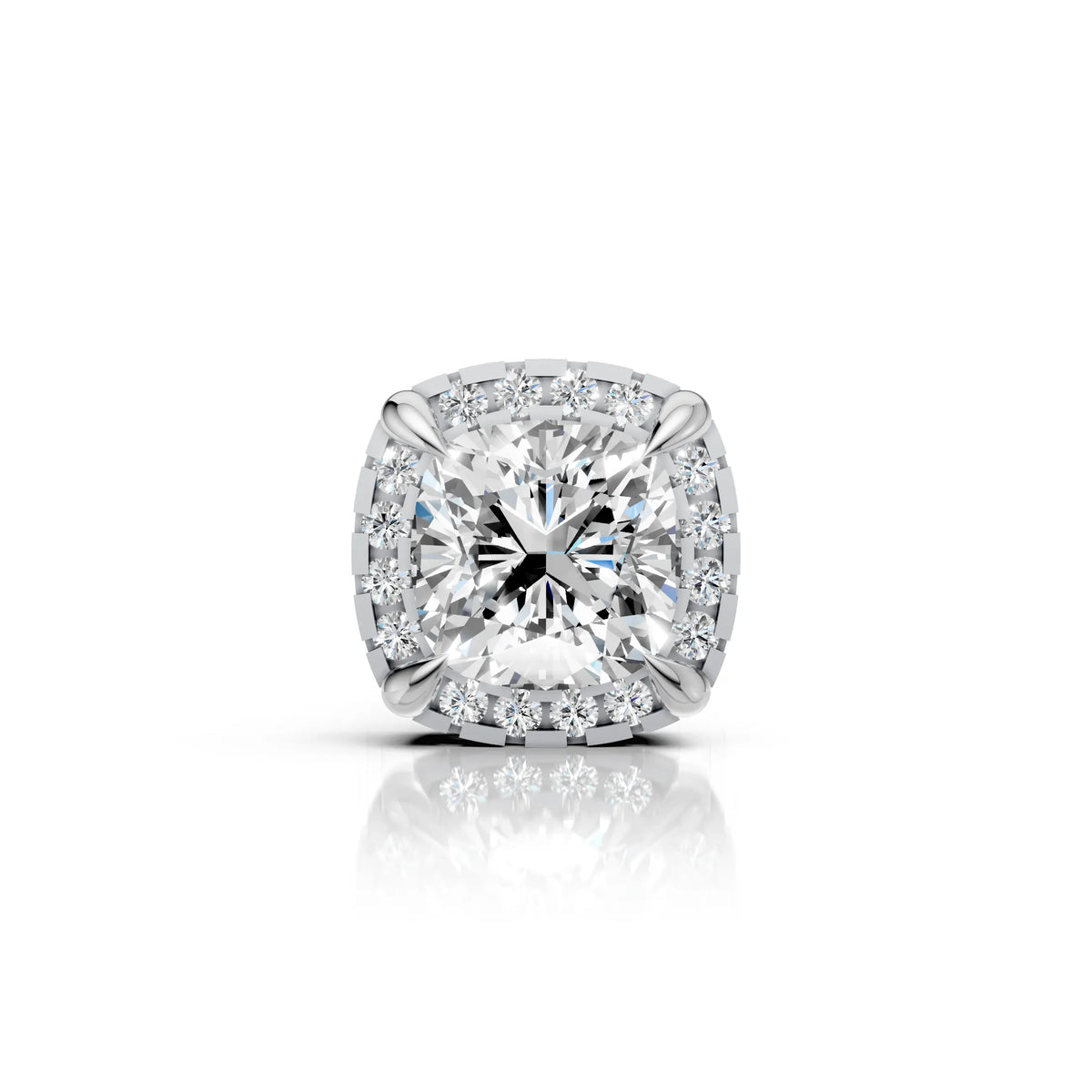 Cushion Cut Halo Diamond Stud (1 PC)