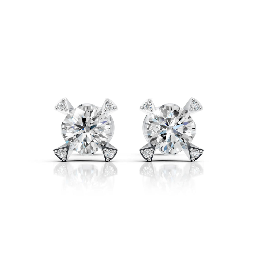 Solitaire Diamond Four Corner Earring