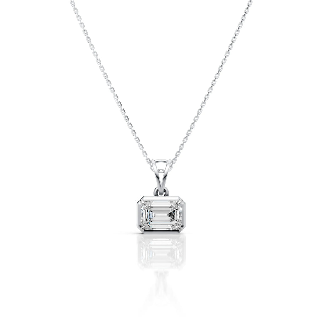 Emerald Cut Solitaire Diamond Pendant