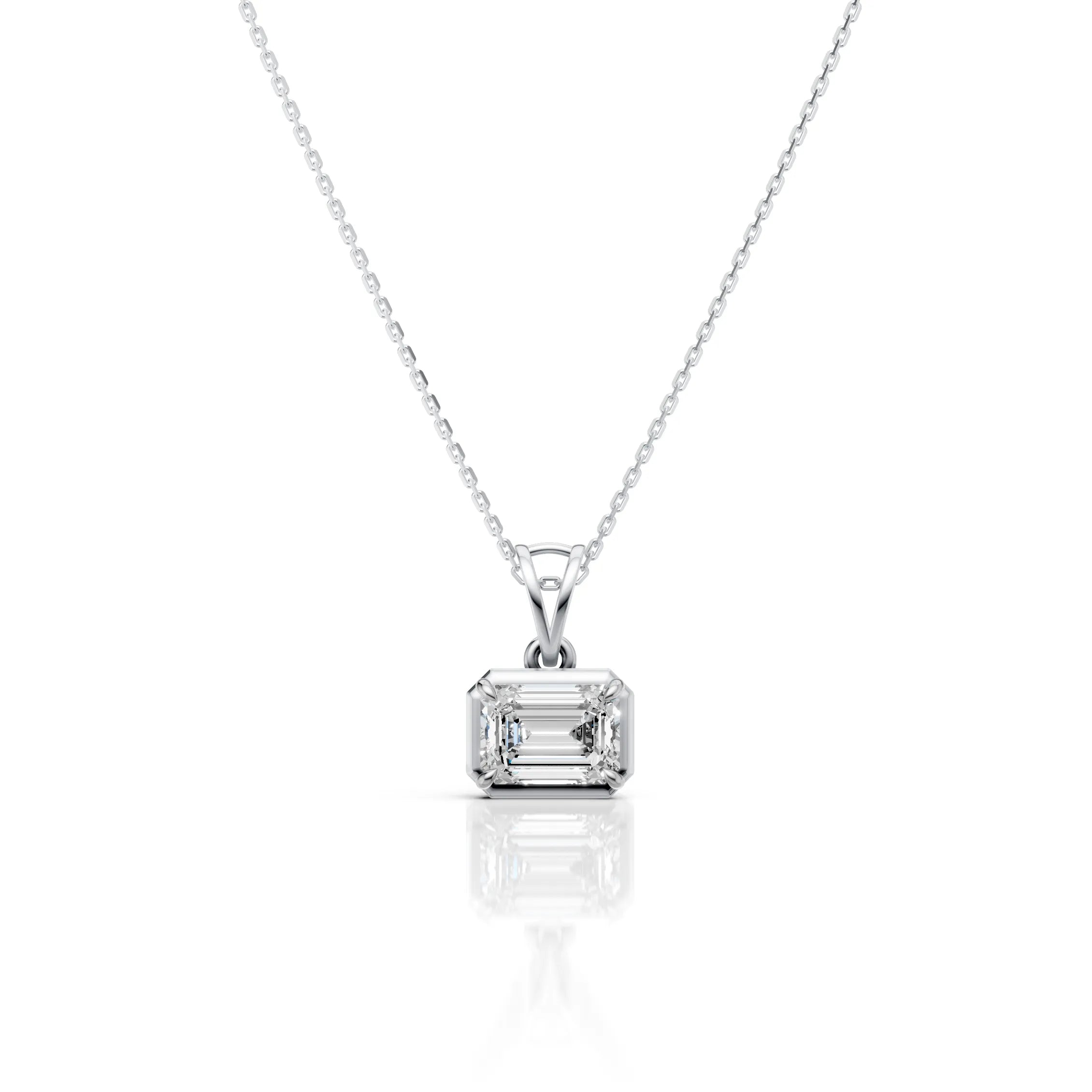 Emerald Cut Solitaire Diamond Pendant