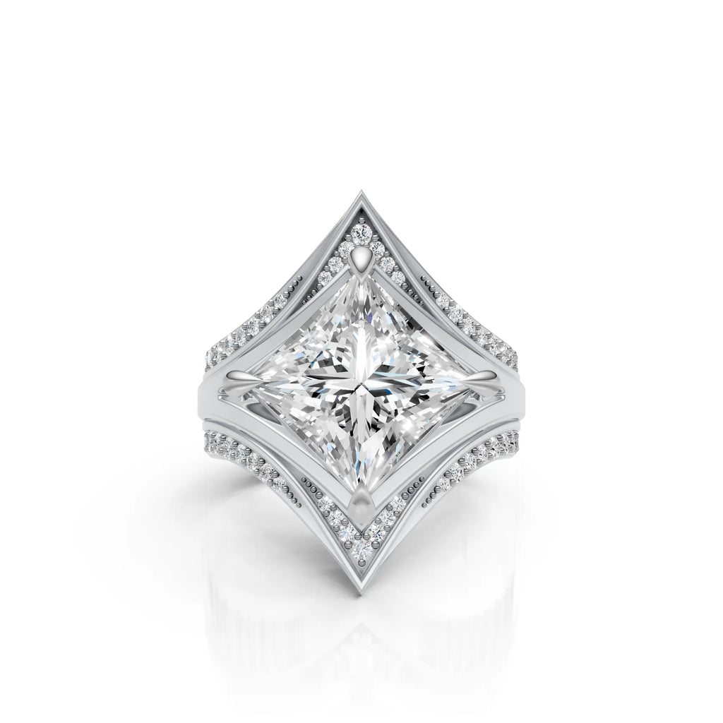 Royal Princess Cut Diamond Ring Set