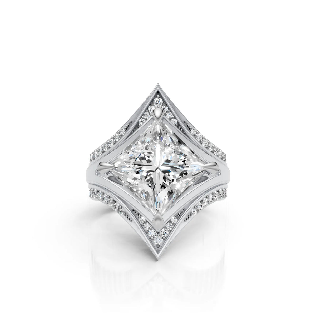 Royal Princess Cut Diamond Ring Set