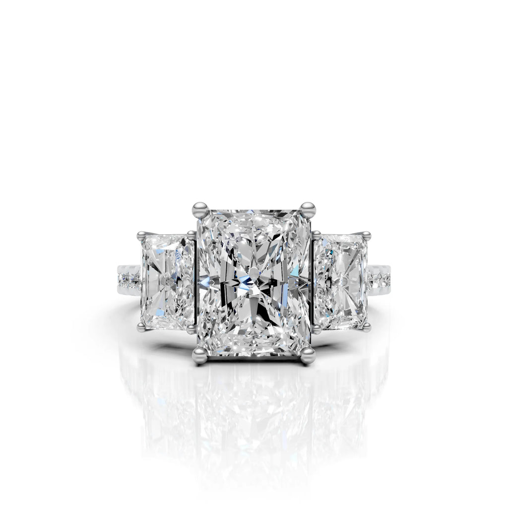 Radiant Cut Three Stone Diamond Ring