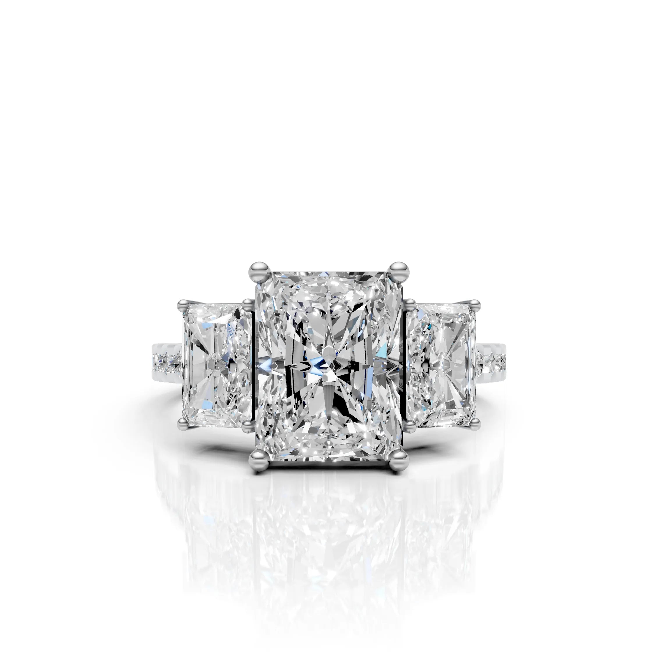 Radiant Cut Three Stone Diamond Ring